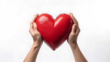 Obraz premium Hand Holding Heart White Background