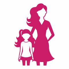 a silhouette of women and her daughter solid