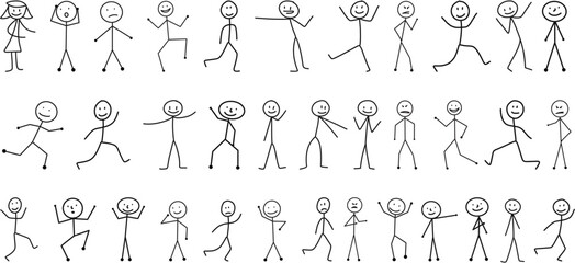 Collection of Stick Figure - Expressive Stick Figure Drawings