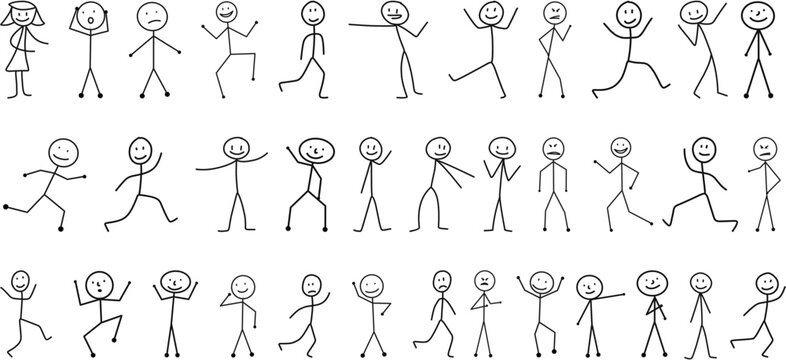 Collection of Stick Figure - Expressive Stick Figure Drawings