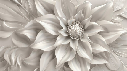 3D relief floral wallpaper with intricate petal designs