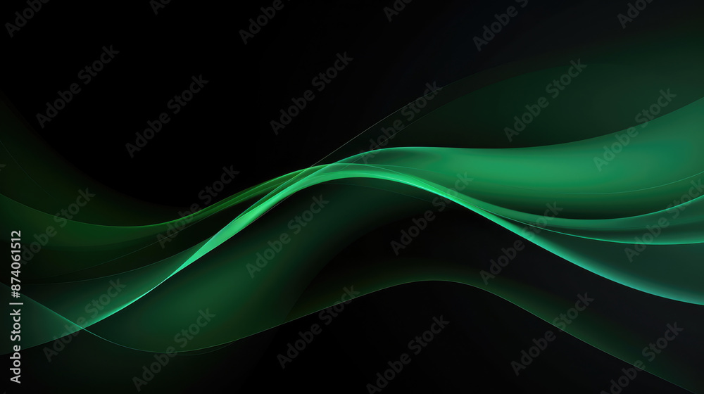 Wall mural abstract green wave. dark background. futuristic technology style. elegant background for business t