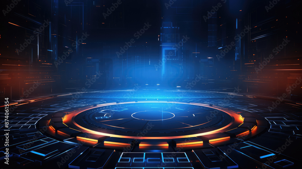 Sticker abstract technology concept background ready for web banner design., generative ai