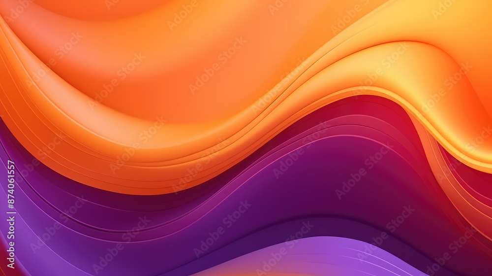 Wall mural abstract background with smooth wavy lines in orange and purple colors ., generative ai