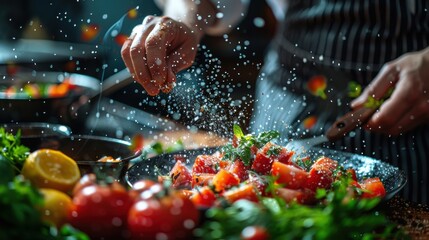 Culinary Excellence: Professional Chef at Work in High-End Kitchen