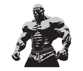 Heavy Body Builder Man Gym White Background Vector for T-shirts and Wall Decal Workout Athletic Gym Muscle Logo Fitness Beast Barbell Bodybuilding Healthy Wall Sticker for Gym Decor