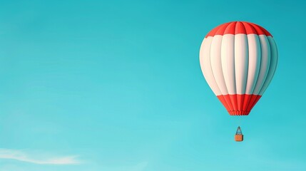Fototapeta premium Show freedom with a hot air balloon drifting gracefully through a clear blue sky, symbolizing boundless possibilities. Illustration, Image, , Minimalism,