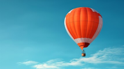 Naklejka premium Show freedom with a hot air balloon drifting gracefully through a clear blue sky, symbolizing boundless possibilities. Illustration, Image, , Minimalism,