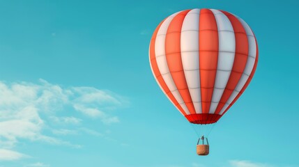 Fototapeta premium Show freedom with a hot air balloon drifting gracefully through a clear blue sky, symbolizing boundless possibilities. Illustration, Image, , Minimalism,