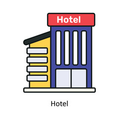 Hotel vector filled outline Design illustration. Symbol on White background EPS 10 File 