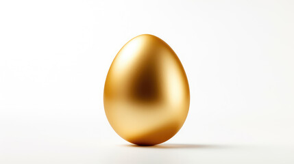 One golden egg standing on white background., generative ai