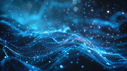 With data charts as the theme, data charts, blue tones, technological sense, lines, particles, ambient light, mysterious atmosphere