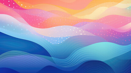 Colorful abstract background with wavy lines and dots. illustration art., generative ai