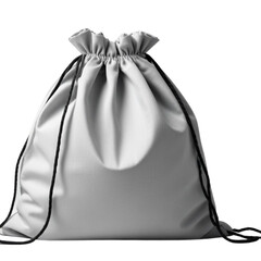 Monochrome drawstring bag product mockup on a simple white studio backdrop