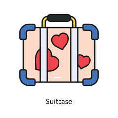 Suitcase vector filled outline Design illustration. Symbol on White background EPS 10 File 