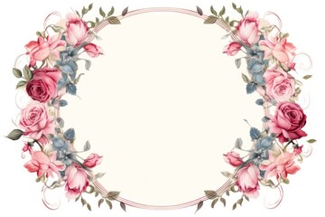 Vintage flowers circle frame pattern plant rose.