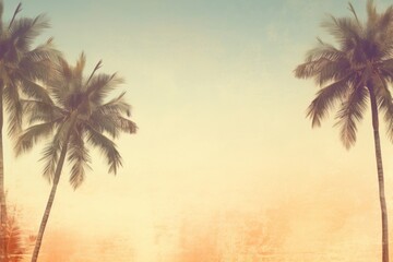Vintage frame of palm tree backgrounds outdoors nature.