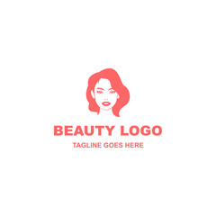 Simple beauty woman face logo design vector isolated on white background