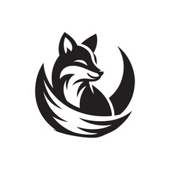 fox silhouette vector illustration logo design style