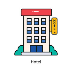 Hotel vector filled outline Design illustration. Symbol on White background EPS 10 File 