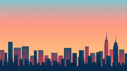 Obraz premium Design a sleek and minimalist cityscape illustration with clean lines and a modern aesthetic, perfect for urban-themed graphics. Illustration, Image, , Minimalism,