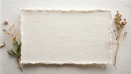 Elegant blank wedding invitation cards on textured cotton rag handmade paper with modern minimalist design aesthetic.