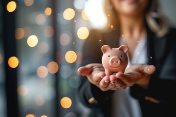 Image of a business woman retirement savings concept 401K development and banking, Investment financial