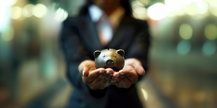 Image of a business woman retirement savings concept 401K development and banking, Investment financial