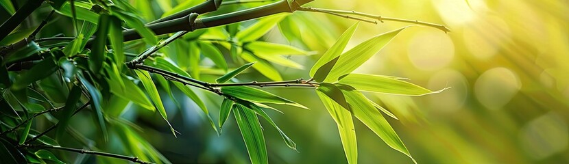 Green Bamboo Leaves in Sunlight