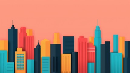 Design a sophisticated cityscape illustration with precise geometric elements and balanced composition, conveying urban sophistication and modern aesthetics. Illustration, Image, , Minimalism,