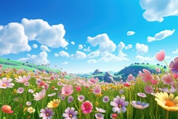 Fototapeta premium Flower field backgrounds landscape.