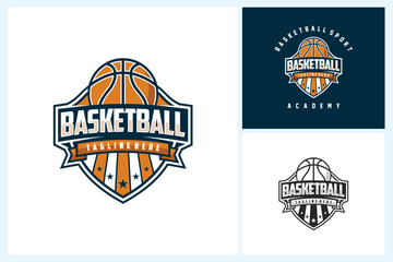 Basketball logo design template, basketball team emblem collection, basketball tournament logo design vector illustration