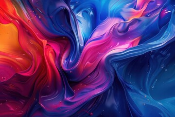 dynamic abstract wallpaper featuring swirling splashes of vibrant colors fluid forms blend and overlap creating a sense of movement and energy in a modern aigenerated composition