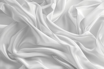 Fototapeta premium elegant digital render of flowing white silk fabric soft folds and gentle waves create a luxurious ethereal texture subtle shadows and highlights enhance the threedimensional quality