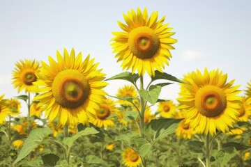 Fototapeta premium Sunflower field asteraceae outdoors blossom.