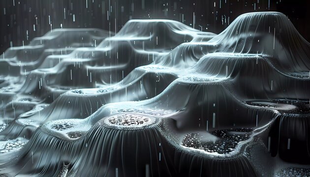 Code Cascade, waterfall made of cascading lines of code,  water symbolizes a commit or change in the codebase