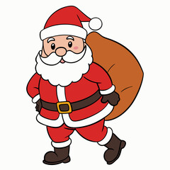 draw a simple cartoon santa claus carrying sack