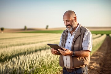 Fototapeta premium Harvesting portrait working farmer.
