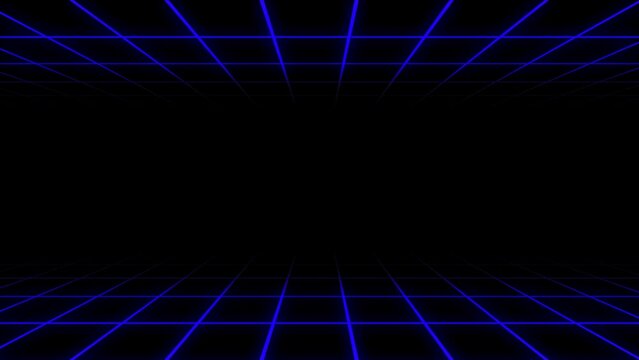 4K retro synthwave vaporwave 80s style blue neon grid video motion background, 3D, 60 fps	