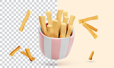 French fries in realistic style isolated on transparent background. Vector illustration