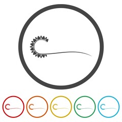 Fototapeta premium Sunflower logo template. Set icons in color circle buttons