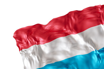 Realistic flag of Luxembourg with folds, on transparent background. Footer, corner design element. Cut out. Perfect for patriotic themes or national event promotions. 3D render.