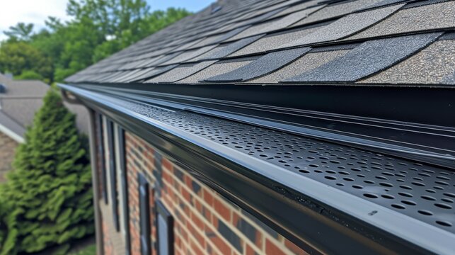 Close up of specialized gutter hanger installation for homes with unique fascia angles,