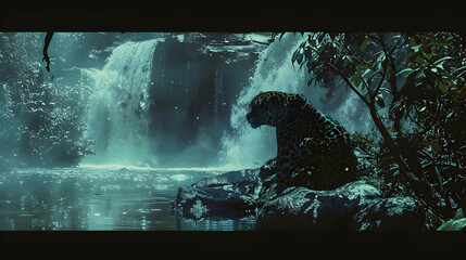 Jaguar by the Waterfall - Photo