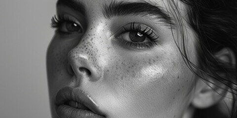 Woman with Freckles Close-Up