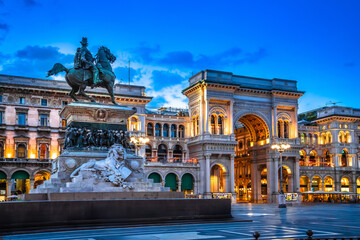 Milan Piazza del Duomo square landmarks sunset view