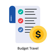 Budget Travel vector Flat Design illustration. Symbol on White background EPS 10 File 