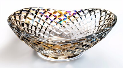 Obraz premium Crystal clear glass basket isolate on white background.
