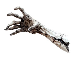 Fototapeta premium A ghostly hand, Halloween prop, realistic drawing, reaching out, isolated on white background,