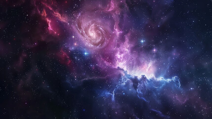 Nebulae and galaxies in deep space, located many light years away from Earth, depicting the vastness and beauty of the cosmos.